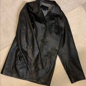 Leather Blazer jacket Kenneth Cole black jacket genuine leather